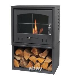 BIO ETHANOL STOVE CHARCOAL BLACK STOVE 4 WOOD STORE No chimney needed