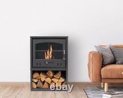 BIO ETHANOL STOVE CHARCOAL BLACK STOVE 4 WOOD STORE No chimney needed