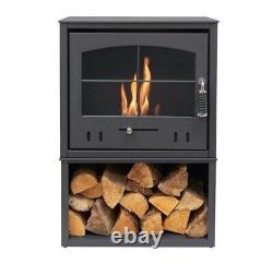 BIO ETHANOL STOVE CHARCOAL BLACK STOVE 4 WOOD STORE No chimney needed