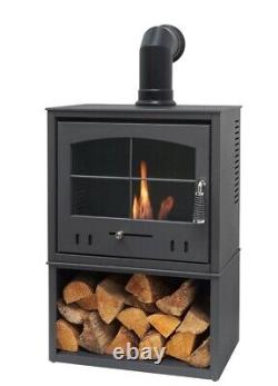 BIO ETHANOL STOVE CHARCOAL BLACK STOVE 4 WOOD STORE No chimney needed