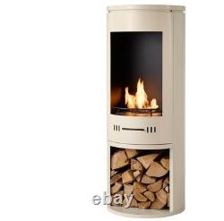 BIO ETHANOL STOVE CREAM CYLINDER STOVE OPEN FRONTED No chimney needed
