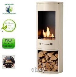 BIO ETHANOL STOVE CREAM CYLINDER STOVE OPEN FRONTED No chimney needed