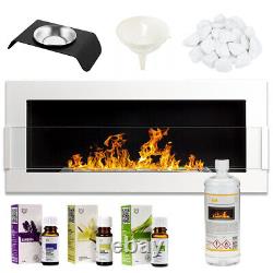 BIO FIREPLACE 900x400 WHITE DESIGN ECO TAMPERED GLASS + ACCESSORIES