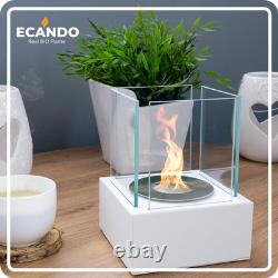 BIO FIREPLACE NEST WHITE L13cm x W13cm x H17cm, Tempered Glass x4
