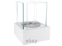 BIO FIREPLACE NEST WHITE L13cm x W13cm x H17cm, Tempered Glass x4