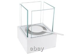 BIO FIREPLACE NEST WHITE L13cm x W13cm x H17cm, Tempered Glass x4