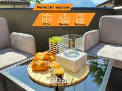 BIO FIREPLACE NEST WHITE L13cm x W13cm x H17cm, Tempered Glass x4