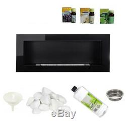 BLACK GLOSS BIO ETHANOL FIREPLACE 900x400 DESIGN ECO + ACCESSORIES