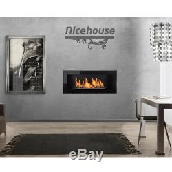 BLACK GLOSS BIO ETHANOL FIREPLACE 900x400 DESIGN ECO + ACCESSORIES