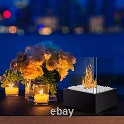 BRIAN & DANY Square Tabletop Bio Ethanol Fireplace with Pebbles and Fire Killer