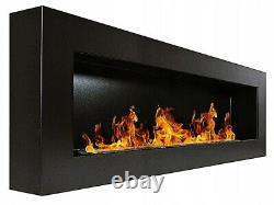 Bio Ethanol Bioethanol Fireplace B2C BOX FLAT 1200 x 400 Black with glass Eco