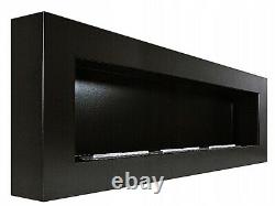 Bio Ethanol Bioethanol Fireplace B2C BOX FLAT 1200 x 400 Black with glass Eco