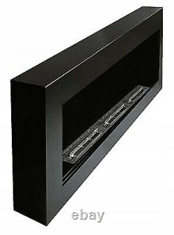 Bio Ethanol Bioethanol Fireplace B2C BOX FLAT 1200 x 400 Black with glass Eco