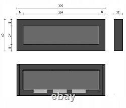 Bio Ethanol Bioethanol Fireplace B2C BOX FLAT 1200 x 400 Black with glass Eco