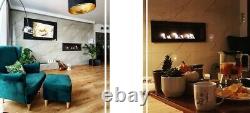 Bio Ethanol Bioethanol Fireplace B2C BOX FLAT 1200 x 400 Black with glass Eco