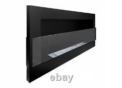 Bio Ethanol Bioethanol Fireplace Black Matt Wall 900 x 400 GLASS Modern