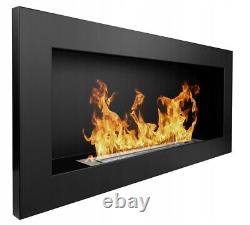 Bio Ethanol Bioethanol Fireplace Black Matt Wall 900 x 400 GLASS Modern