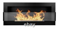 Bio Ethanol Bioethanol Fireplace Black Matt Wall 900 x 400 GLASS Modern