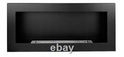 Bio Ethanol Bioethanol Fireplace Black Matt Wall 900 x 400 GLASS Modern