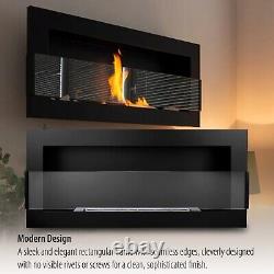 Bio Ethanol Bioethanol Fireplace Black Matt Wall 900 x 400 GLASS Modern