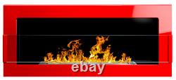 Bio Ethanol Bioethanol Fireplace Red Wall 900 x 400 GLASS Modern