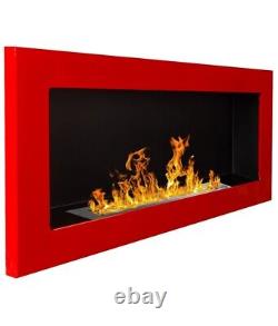 Bio Ethanol Bioethanol Fireplace Red Wall 900 x 400 GLASS Modern