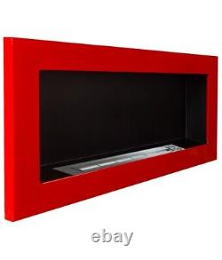 Bio Ethanol Bioethanol Fireplace Red Wall 900 x 400 GLASS Modern