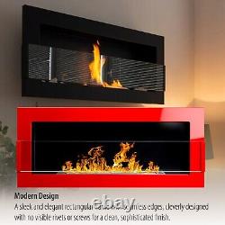 Bio Ethanol Bioethanol Fireplace Red Wall 900 x 400 GLASS Modern