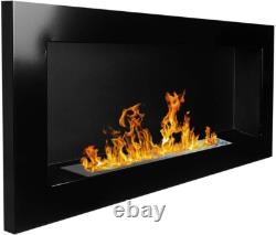 Bio Ethanol Bioethanol Fireplace Wall Black Gloss 900 x 400 GLASS Modern