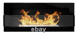 Bio Ethanol Bioethanol Fireplace Wall Black Gloss 900 x 400 GLASS Modern