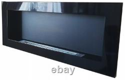 Bio Ethanol Bioethanol Fireplace Wall Black Gloss 900 x 400 GLASS Modern