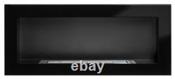 Bio Ethanol Bioethanol Fireplace Wall Black Gloss 900 x 400 GLASS Modern