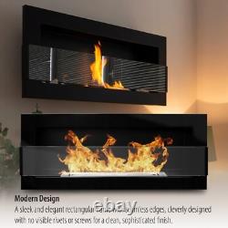 Bio Ethanol Bioethanol Fireplace Wall Black Gloss 900 x 400 GLASS Modern