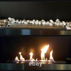Bio Ethanol Bioethanol Fireplace Wall Stainless Steel 900 x 400 GLASS Modern