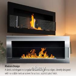 Bio Ethanol Bioethanol Fireplace Wall Stainless Steel 900 x 400 GLASS Modern