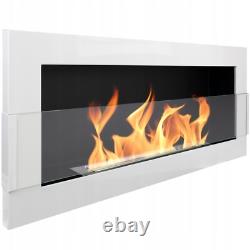 Bio Ethanol Bioethanol Fireplace White Wall 900 x 400 GLASS Modern