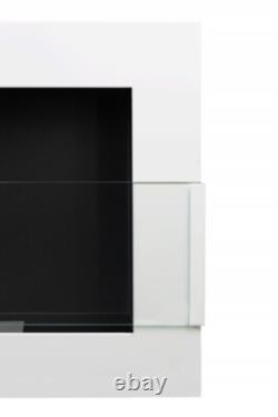Bio Ethanol Bioethanol Fireplace White Wall 900 x 400 GLASS Modern