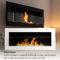 Bio Ethanol Bioethanol Fireplace White Wall 900 x 400 GLASS Modern
