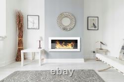Bio Ethanol Bioethanol Fireplace White Wall 900 x 400 GLASS Modern
