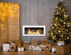 Bio Ethanol Bioethanol Fireplace White Wall 900 x 400 GLASS Modern