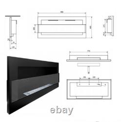 Bio Ethanol Bioethanol Fireplace White Wall 900 x 400 GLASS Modern