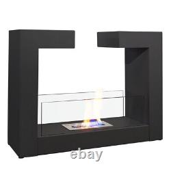 Bio Ethanol Burner Fireplace Freestanding Space Heater Bio Fire with Glass Panel