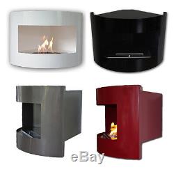 Bio Ethanol Corner Fireplace RIVIERA Deluxe Fire Place Red Black White Silver