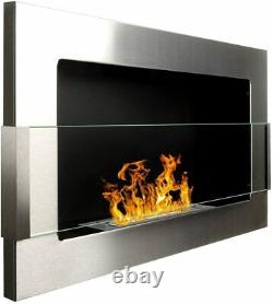 Bio Ethanol Fire BioFire Fireplace Modern 650 x 400cm Stainless Steel With Glass