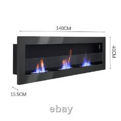 Bio Ethanol Fire Fireplace 3 Burner Wall Mount Stainless Steel Biofire Warmer UK