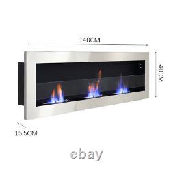Bio Ethanol Fire Inset/Wall Fuel Burning Stainless Steel Fireplace Glass Heater