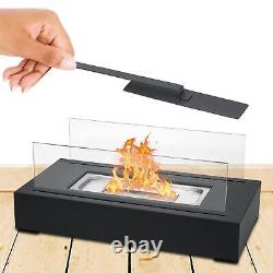 Bio Ethanol Fire Pit Tabletop Fireplace Glass Burner Heater Indoor Outdoor Fire