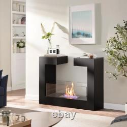 Bio Ethanol Fire Table/Freestanding Biofire Fireplace Metal Glass Burner Indoor