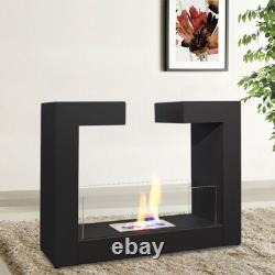 Bio Ethanol Fire Table/Freestanding Biofire Fireplace Metal Glass Burner Indoor