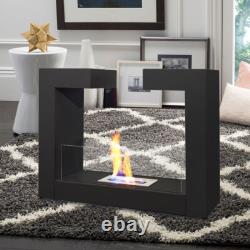 Bio Ethanol Fire Table/Freestanding Biofire Fireplace Metal Glass Burner Indoor